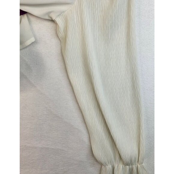 80s Susan Bristol Size 16 Pleated Collar Blouse Long Puff Sleeves Flowy Romantic - Picture 3 of 12